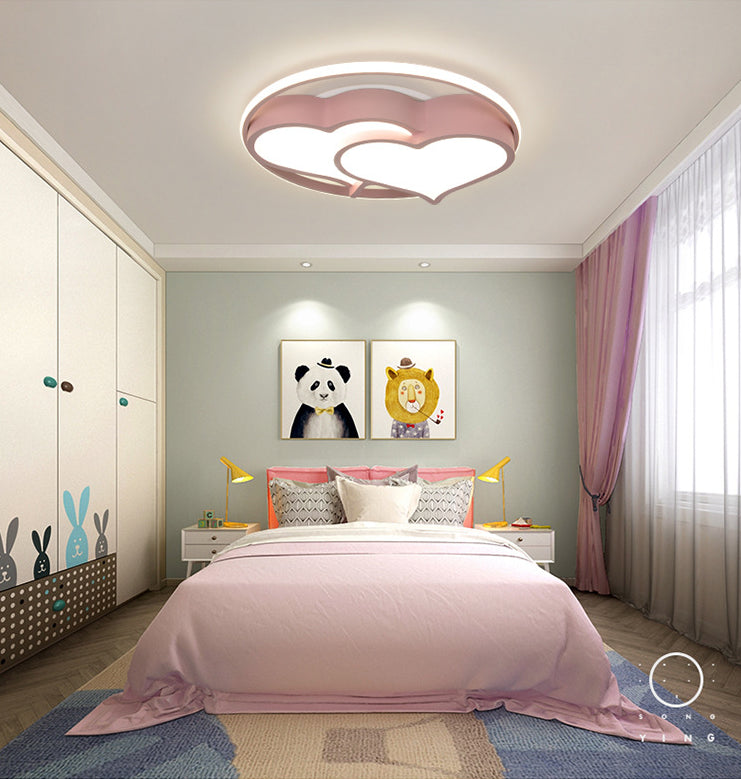 Heart Flush Mount Ceiling Light 1 Light Metal Kids Flush Mount Ceiling Light for Bedroom Clearhalo 'Ceiling Lights' 'Close To Ceiling Lights' 'Lighting' 2605758