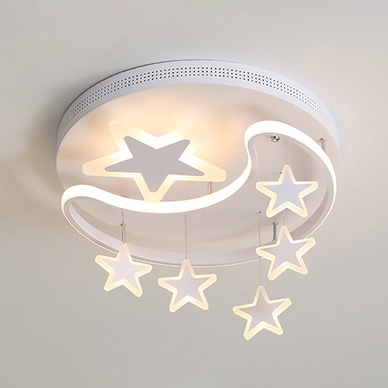 Moon And Star Flush Ceiling Lights 1 Light Acrylic Creative Flush-Mount Light Fixture Clearhalo 'Ceiling Lights' 'Close To Ceiling Lights' 'Lighting' 2605765