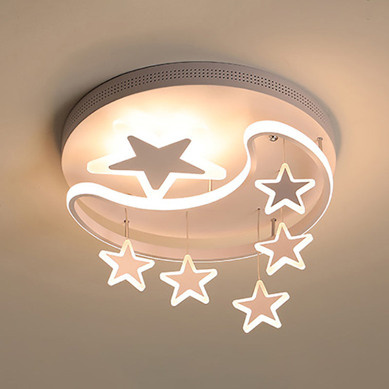 Moon And Star Flush Ceiling Lights 1 Light Acrylic Creative Flush-Mount Light Fixture Clearhalo 'Ceiling Lights' 'Close To Ceiling Lights' 'Lighting' 2605766