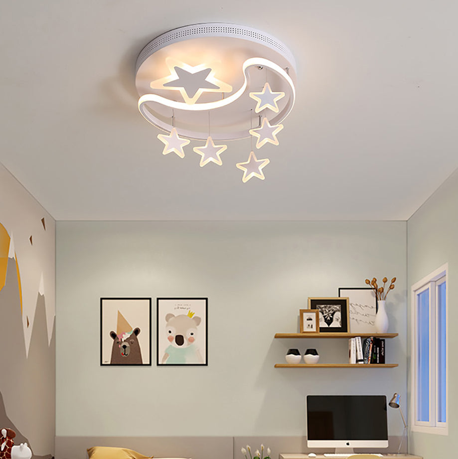 Moon And Star Flush Ceiling Lights 1 Light Acrylic Creative Flush-Mount Light Fixture Clearhalo 'Ceiling Lights' 'Close To Ceiling Lights' 'Lighting' 2605768