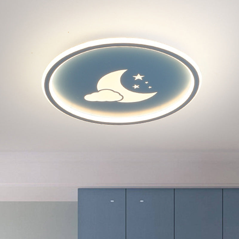 Moon And Star Flush Light 1 Light Metal Modern Flush Mount Ceiling Light Fixtures for Bedroom Clearhalo 'Ceiling Lights' 'Close To Ceiling Lights' 'Lighting' 2605773