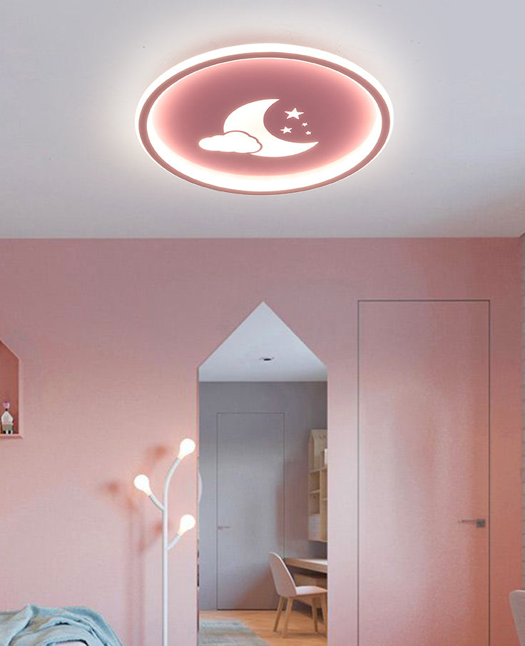 Moon And Star Flush Light 1 Light Metal Modern Flush Mount Ceiling Light Fixtures for Bedroom Clearhalo 'Ceiling Lights' 'Close To Ceiling Lights' 'Lighting' 2605788