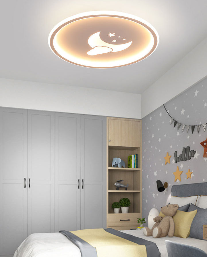 Moon And Star Flush Light 1 Light Metal Modern Flush Mount Ceiling Light Fixtures for Bedroom Clearhalo 'Ceiling Lights' 'Close To Ceiling Lights' 'Lighting' 2605789