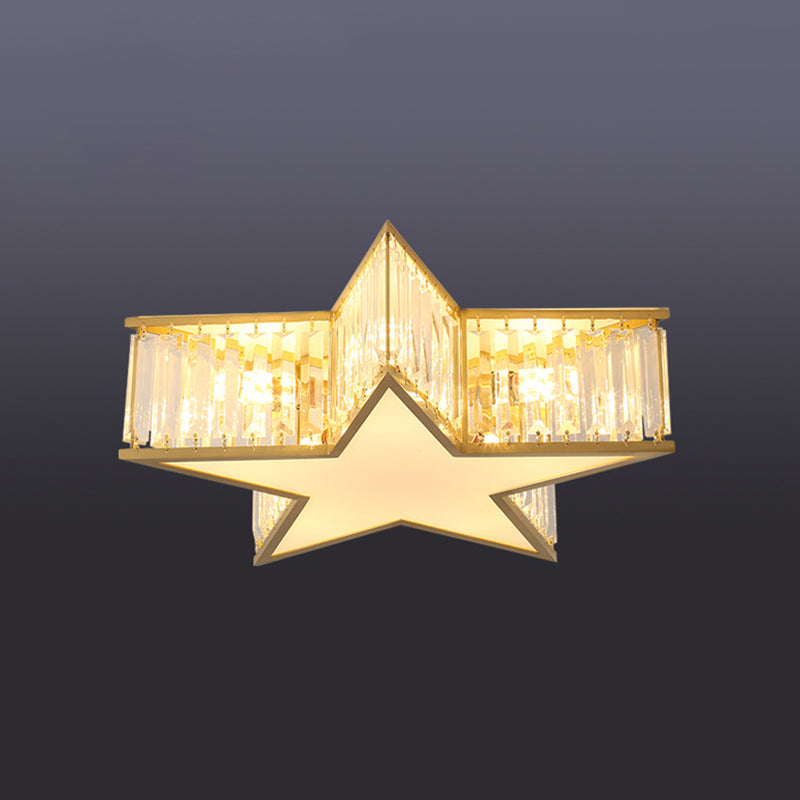 Pentagram Flush Mount Light Fixtures 1 Light Crystal Contemporary Ceiling Lights Flush Mount Brass Clearhalo 'Ceiling Lights' 'Close To Ceiling Lights' 'Lighting' 2605791