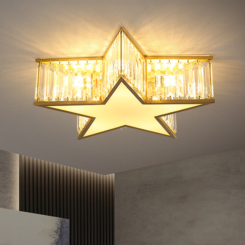 Pentagram Flush Mount Light Fixtures 1 Light Crystal Contemporary Ceiling Lights Flush Mount Clearhalo 'Ceiling Lights' 'Close To Ceiling Lights' 'Lighting' 2605794