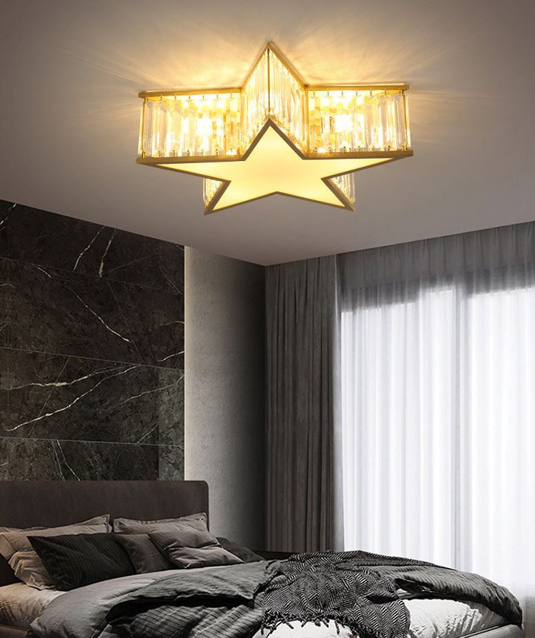 Pentagram Flush Mount Light Fixtures 1 Light Crystal Contemporary Ceiling Lights Flush Mount Clearhalo 'Ceiling Lights' 'Close To Ceiling Lights' 'Lighting' 2605801