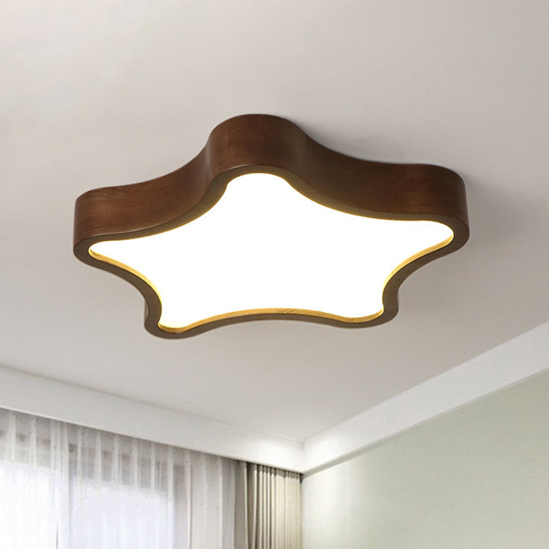 Star Flush Mount Light 1 Light Wood Nordic Flush Mount Spotlight for Children Bedroom Clearhalo 'Ceiling Lights' 'Close To Ceiling Lights' 'Lighting' 2605802