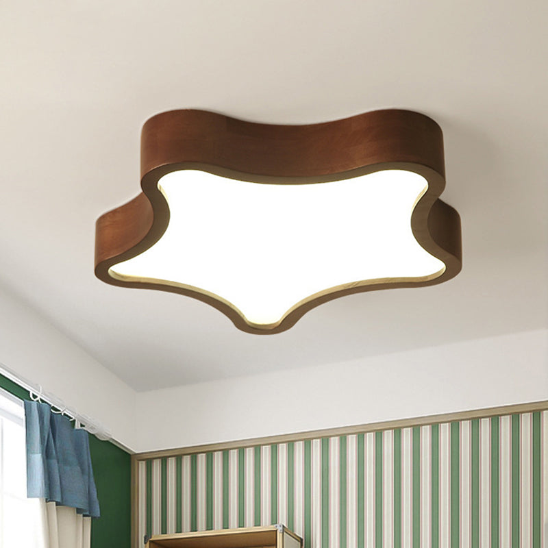 Star Flush Mount Light 1 Light Wood Nordic Flush Mount Spotlight for Children Bedroom Clearhalo 'Ceiling Lights' 'Close To Ceiling Lights' 'Lighting' 2605807