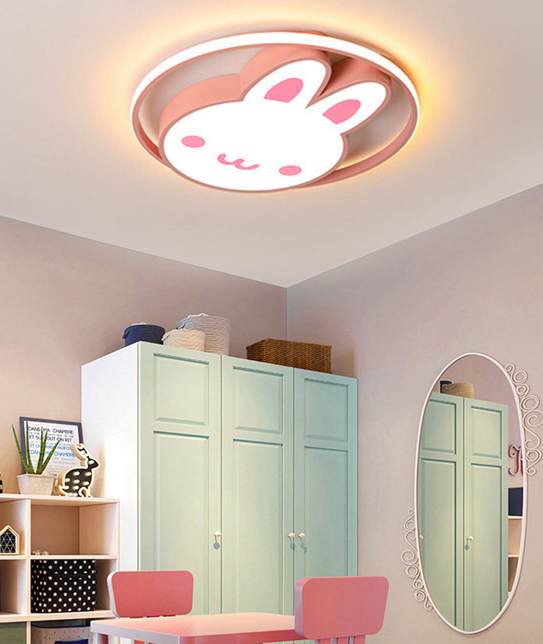 Rabbit Flush Light Fixtures 1 Light Metallic Cartoon Flush Mount Ceiling Light Fixture Clearhalo 'Ceiling Lights' 'Close To Ceiling Lights' 'Lighting' 2605822