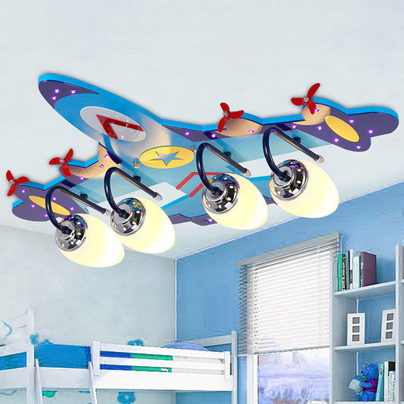 Airplane Flush Mount Ceiling Light Cartoon Glass Ceiling Mount Chandelier for Bedroom Clearhalo 'Ceiling Lights' 'Close To Ceiling Lights' 'Lighting' 2605825