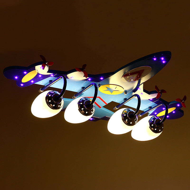 Airplane Flush Mount Ceiling Light Cartoon Glass Ceiling Mount Chandelier for Bedroom Clearhalo 'Ceiling Lights' 'Close To Ceiling Lights' 'Lighting' 2605826