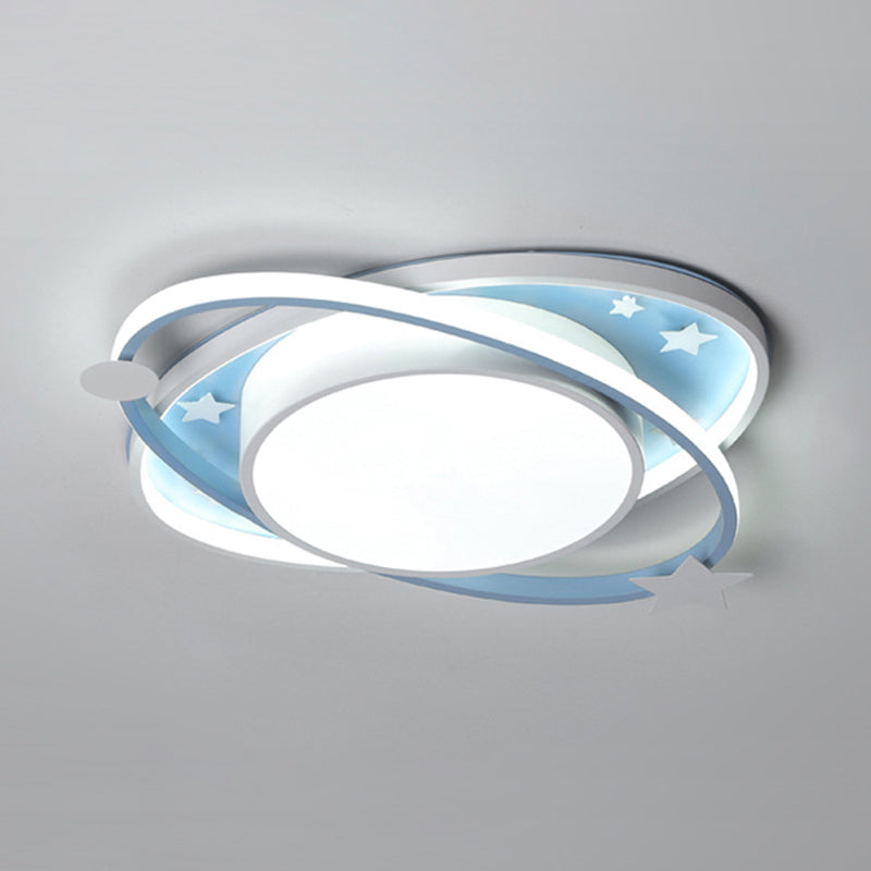 Planet Flush Mount Ceiling Light Contemporary Acrylic Ceiling Mount Light Fixture for Bedroom Blue Clearhalo 'Ceiling Lights' 'Close To Ceiling Lights' 'Lighting' 2605828