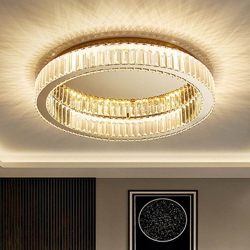 Circle Flush Mount Ceiling Light Fixtures Modern Crystal Ceiling Mount Chandelier for Living Room Clearhalo 'Ceiling Lights' 'Close To Ceiling Lights' 'Lighting' 2605848