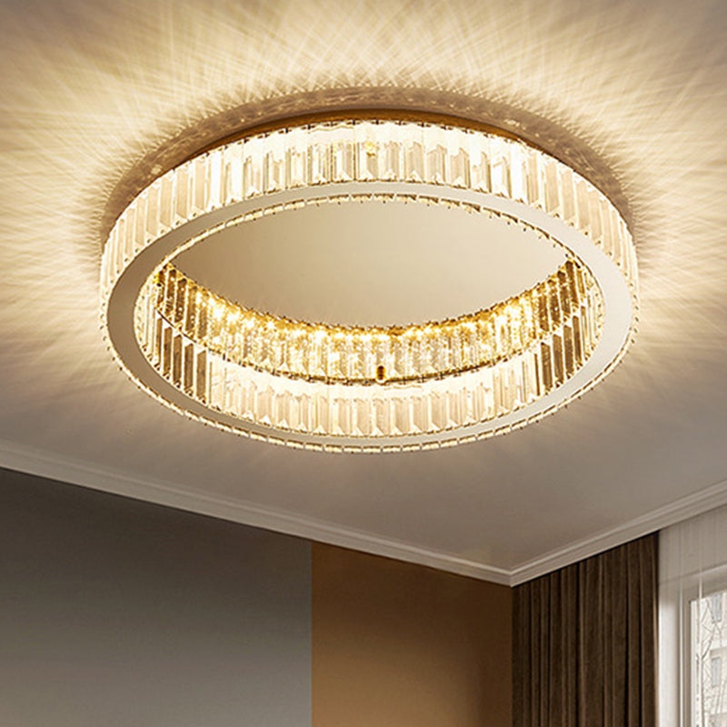 Circle Flush Mount Ceiling Light Fixtures Modern Crystal Ceiling Mount Chandelier for Living Room Clearhalo 'Ceiling Lights' 'Close To Ceiling Lights' 'Lighting' 2605851