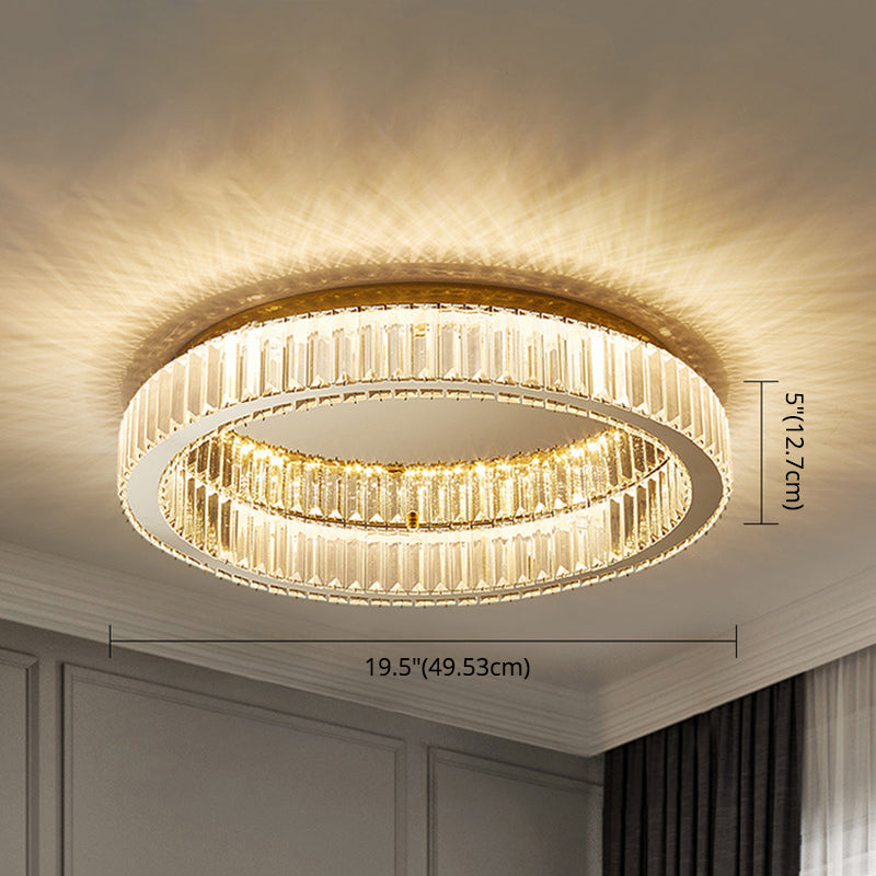 Circle Flush Mount Ceiling Light Fixtures Modern Crystal Ceiling Mount Chandelier for Living Room Clearhalo 'Ceiling Lights' 'Close To Ceiling Lights' 'Lighting' 2605857