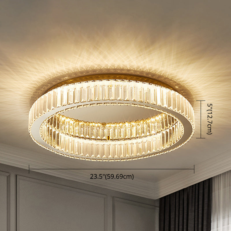 Circle Flush Mount Ceiling Light Fixtures Modern Crystal Ceiling Mount Chandelier for Living Room Clearhalo 'Ceiling Lights' 'Close To Ceiling Lights' 'Lighting' 2605858