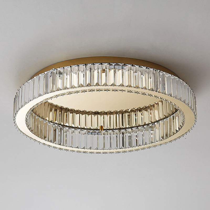 Circle Flush Mount Ceiling Light Fixtures Modern Crystal Ceiling Mount Chandelier for Living Room Clearhalo 'Ceiling Lights' 'Close To Ceiling Lights' 'Lighting' 2605859