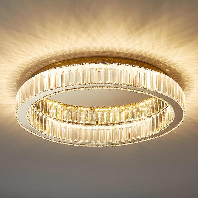 Circle Flush Mount Ceiling Light Fixtures Modern Crystal Ceiling Mount Chandelier for Living Room Clearhalo 'Ceiling Lights' 'Close To Ceiling Lights' 'Lighting' 2605860