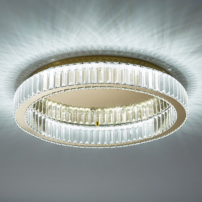 Circle Flush Mount Ceiling Light Fixtures Modern Crystal Ceiling Mount Chandelier for Living Room Clearhalo 'Ceiling Lights' 'Close To Ceiling Lights' 'Lighting' 2605862