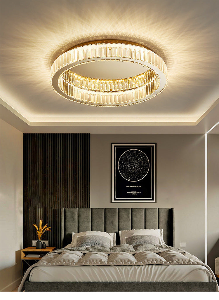 Circle Flush Mount Ceiling Light Fixtures Modern Crystal Ceiling Mount Chandelier for Living Room Clearhalo 'Ceiling Lights' 'Close To Ceiling Lights' 'Lighting' 2605863