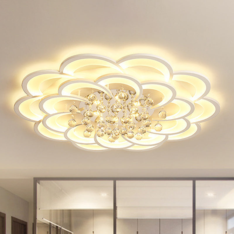 Flower Flush Mount Ceiling Light Fixture Contemporary Acrylic Ceiling Mount Light Fixture for Living Room White 39.5" Clearhalo 'Ceiling Lights' 'Close To Ceiling Lights' 'Lighting' 2605877