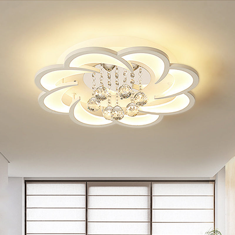 Flower Flush Mount Ceiling Light Fixture Contemporary Acrylic Ceiling Mount Light Fixture for Living Room White 20.5" Clearhalo 'Ceiling Lights' 'Close To Ceiling Lights' 'Lighting' 2605878