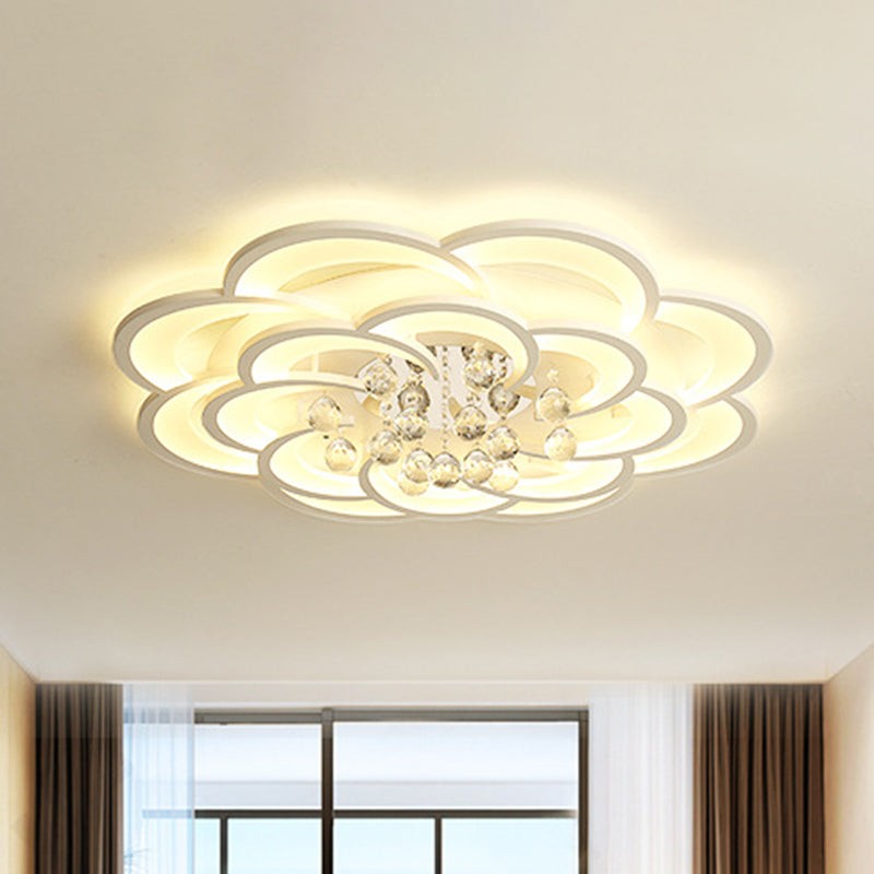 Flower Flush Mount Ceiling Light Fixture Contemporary Acrylic Ceiling Mount Light Fixture for Living Room White 31.5" Clearhalo 'Ceiling Lights' 'Close To Ceiling Lights' 'Lighting' 2605880