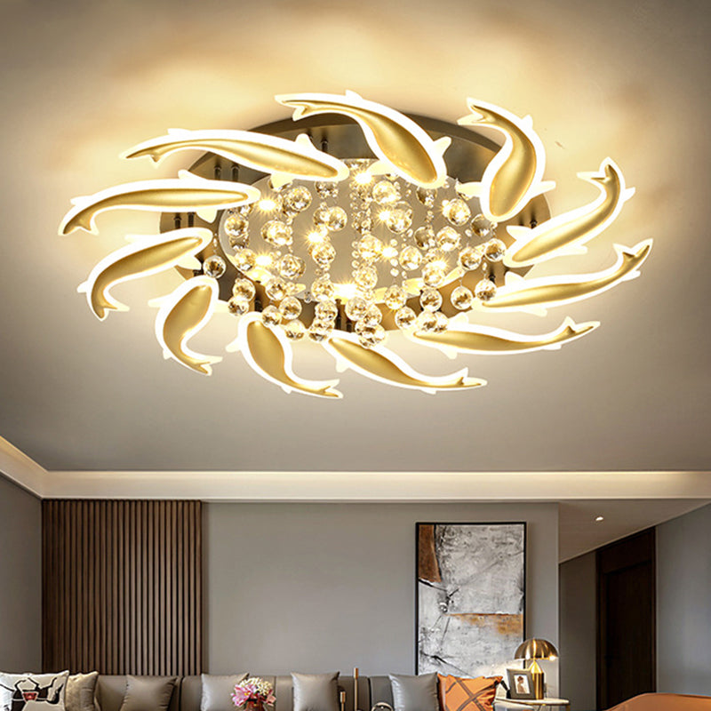 Spiral Flush Light Fixtures Contemporary Crystal Ceiling Light Fixture for Bedroom Clearhalo 'Ceiling Lights' 'Close To Ceiling Lights' 'Lighting' 2605891