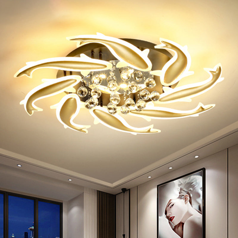 Spiral Flush Light Fixtures Contemporary Crystal Ceiling Light Fixture for Bedroom Clearhalo 'Ceiling Lights' 'Close To Ceiling Lights' 'Lighting' 2605894