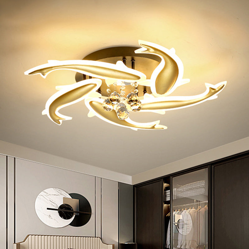 Spiral Flush Light Fixtures Contemporary Crystal Ceiling Light Fixture for Bedroom Clearhalo 'Ceiling Lights' 'Close To Ceiling Lights' 'Lighting' 2605896