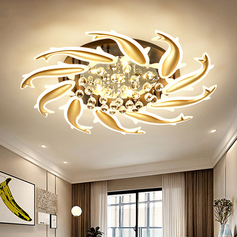 Spiral Flush Light Fixtures Contemporary Crystal Ceiling Light Fixture for Bedroom Clearhalo 'Ceiling Lights' 'Close To Ceiling Lights' 'Lighting' 2605898