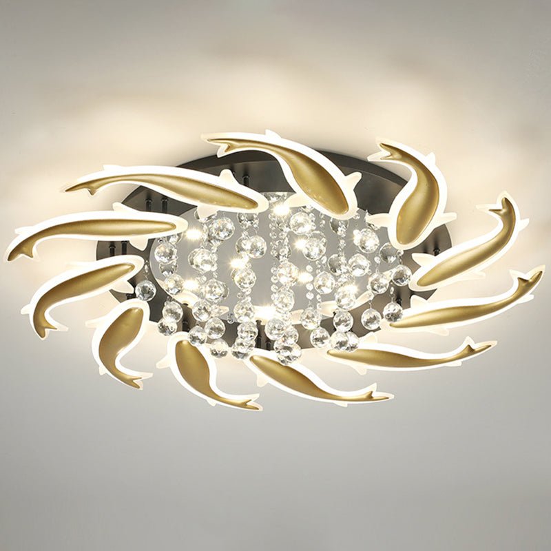 Spiral Flush Light Fixtures Contemporary Crystal Ceiling Light Fixture for Bedroom Clearhalo 'Ceiling Lights' 'Close To Ceiling Lights' 'Lighting' 2605901