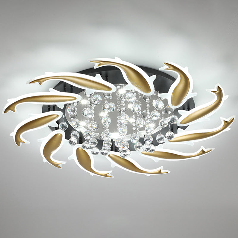 Spiral Flush Light Fixtures Contemporary Crystal Ceiling Light Fixture for Bedroom Clearhalo 'Ceiling Lights' 'Close To Ceiling Lights' 'Lighting' 2605904