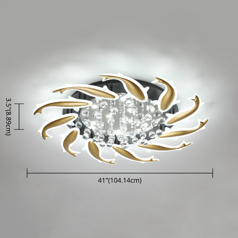 Spiral Flush Light Fixtures Contemporary Crystal Ceiling Light Fixture for Bedroom Clearhalo 'Ceiling Lights' 'Close To Ceiling Lights' 'Lighting' 2605907