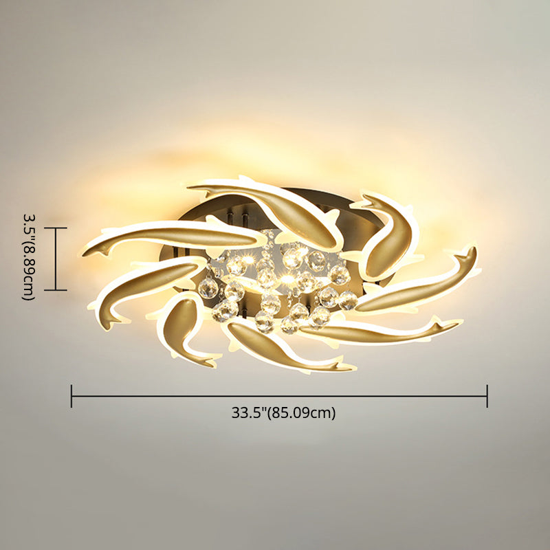 Spiral Flush Light Fixtures Contemporary Crystal Ceiling Light Fixture for Bedroom Clearhalo 'Ceiling Lights' 'Close To Ceiling Lights' 'Lighting' 2605910