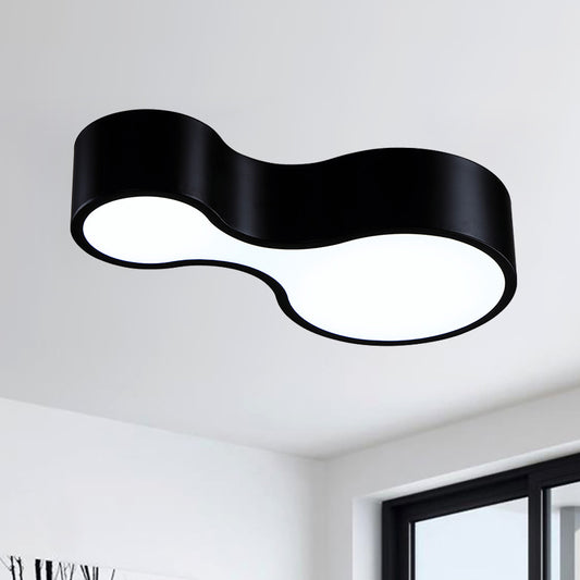 Black/White Curved Flush Lighting Minimalist Led Metal Ceiling Flush Mount Lamp with Frosted Diffuser Black Clearhalo 'Ceiling Lights' 'Close To Ceiling Lights' 'Close to ceiling' 'Flush mount' Lighting' 260591