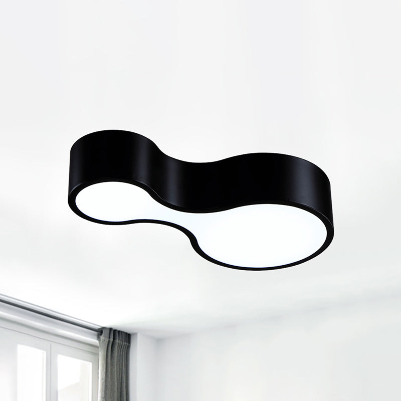 Black/White Curved Flush Lighting Minimalist Led Metal Ceiling Flush Mount Lamp with Frosted Diffuser Clearhalo 'Ceiling Lights' 'Close To Ceiling Lights' 'Close to ceiling' 'Flush mount' Lighting' 260592