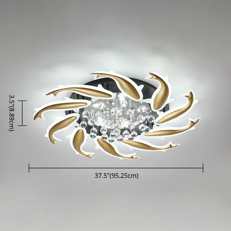 Spiral Flush Light Fixtures Contemporary Crystal Ceiling Light Fixture for Bedroom Clearhalo 'Ceiling Lights' 'Close To Ceiling Lights' 'Lighting' 2605920