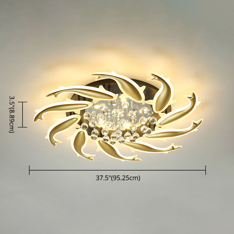 Spiral Flush Light Fixtures Contemporary Crystal Ceiling Light Fixture for Bedroom Clearhalo 'Ceiling Lights' 'Close To Ceiling Lights' 'Lighting' 2605921