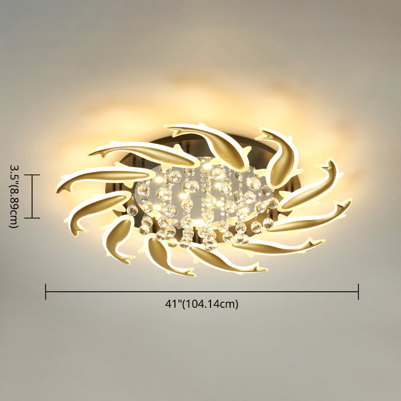 Spiral Flush Light Fixtures Contemporary Crystal Ceiling Light Fixture for Bedroom Clearhalo 'Ceiling Lights' 'Close To Ceiling Lights' 'Lighting' 2605922