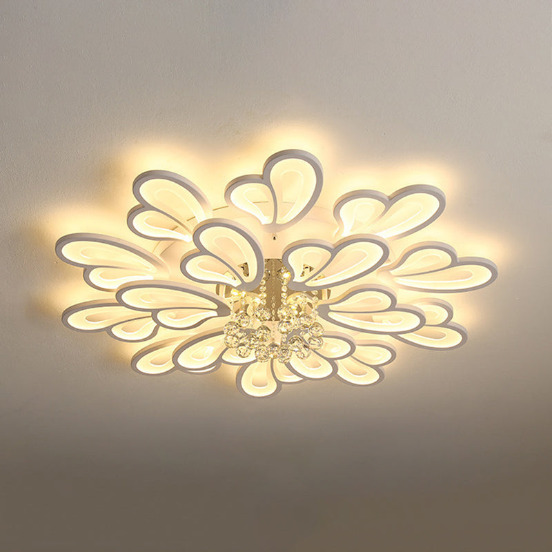 Floral Flushmount Lights Contemporary Acrylic Ceiling Mounted Fixture for Living Room White 39.5" Clearhalo 'Ceiling Lights' 'Close To Ceiling Lights' 'Lighting' 2605925