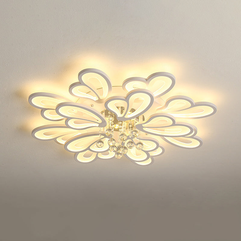 Floral Flushmount Lights Contemporary Acrylic Ceiling Mounted Fixture for Living Room White 47.5" Clearhalo 'Ceiling Lights' 'Close To Ceiling Lights' 'Lighting' 2605926