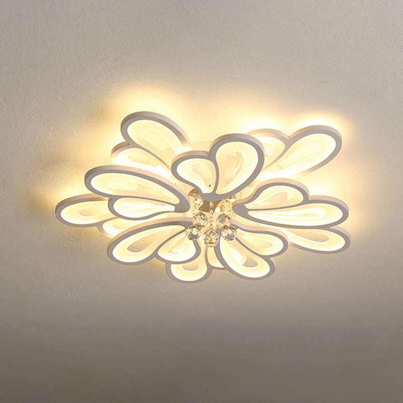 Floral Flushmount Lights Contemporary Acrylic Ceiling Mounted Fixture for Living Room White 31.5" Clearhalo 'Ceiling Lights' 'Close To Ceiling Lights' 'Lighting' 2605928