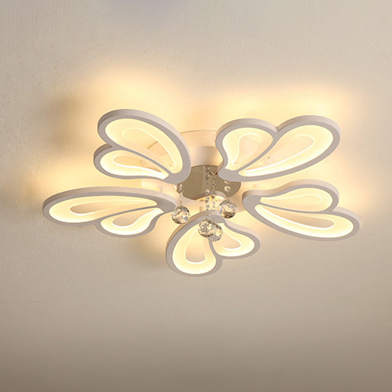 Floral Flushmount Lights Contemporary Acrylic Ceiling Mounted Fixture for Living Room White 27.5" Clearhalo 'Ceiling Lights' 'Close To Ceiling Lights' 'Lighting' 2605930