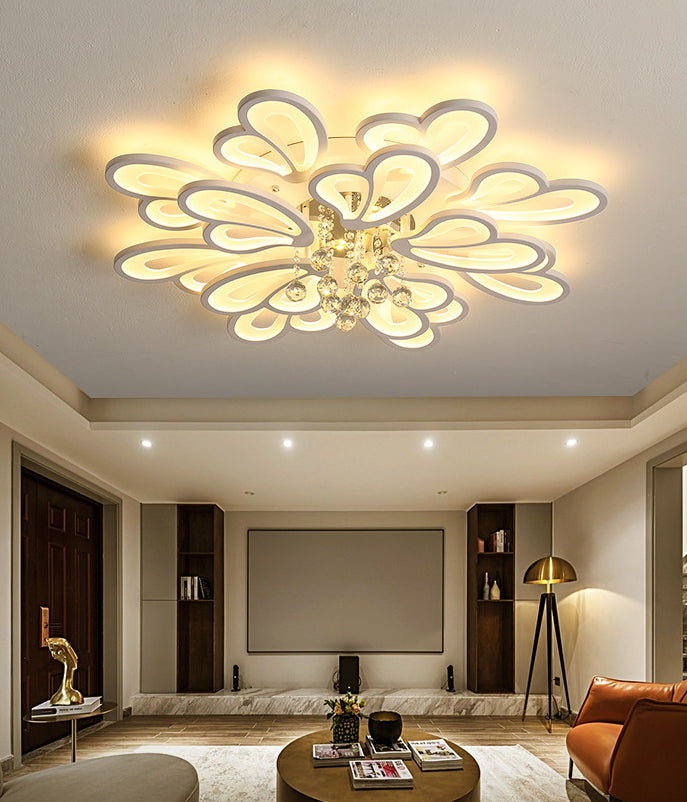 Floral Flushmount Lights Contemporary Acrylic Ceiling Mounted Fixture for Living Room Clearhalo 'Ceiling Lights' 'Close To Ceiling Lights' 'Lighting' 2605937