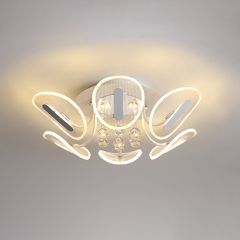 Radial Flush Mount Ceiling Light Contemporary Metal Ceiling Light Fixtures for Bedroom Clear 25.5" Clearhalo 'Ceiling Lights' 'Close To Ceiling Lights' 'Lighting' 2605941