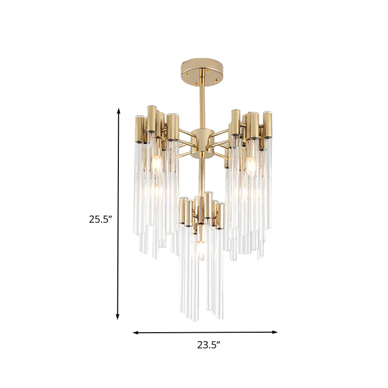 Brass Radial Hanging Lamp Traditional Fluted Crystal 5/9 Heads Dining Room Chandelier Light Clearhalo 'Ceiling Lights' 'Chandeliers' Lighting' options 260599