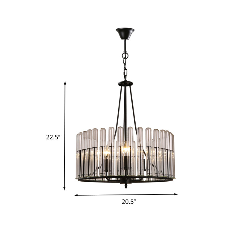 Black Cylinder Hanging Light Kit Traditional Fluted Crystal 3 Lights Dining Room Chandelier Lamp Clearhalo 'Ceiling Lights' 'Chandeliers' Lighting' options 260628