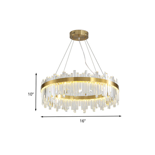 Gold Circle Hanging Ceiling Light Postmodern Crystal Block 19.5"/23.5"/31.5" Wide LED Chandelier Lamp Clearhalo 'Ceiling Lights' 'Chandeliers' 'Modern Chandeliers' 'Modern' Lighting' 260655