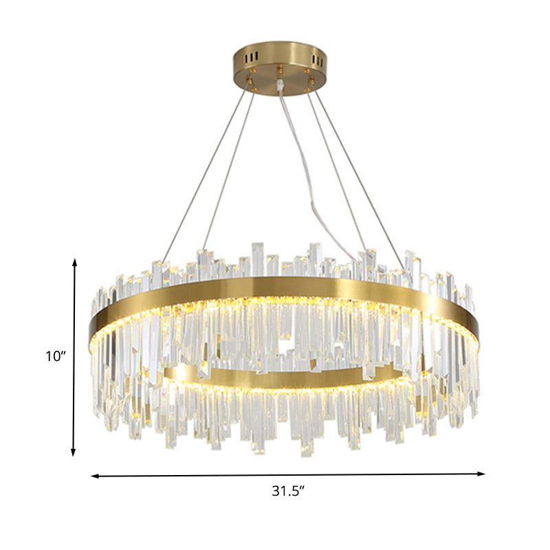 Gold Circle Hanging Ceiling Light Postmodern Crystal Block 19.5"/23.5"/31.5" Wide LED Chandelier Lamp Clearhalo 'Ceiling Lights' 'Chandeliers' 'Modern Chandeliers' 'Modern' Lighting' 260658